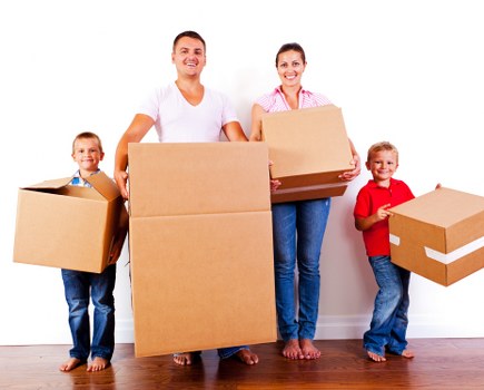 Commercial moving team preparing for relocation in London office